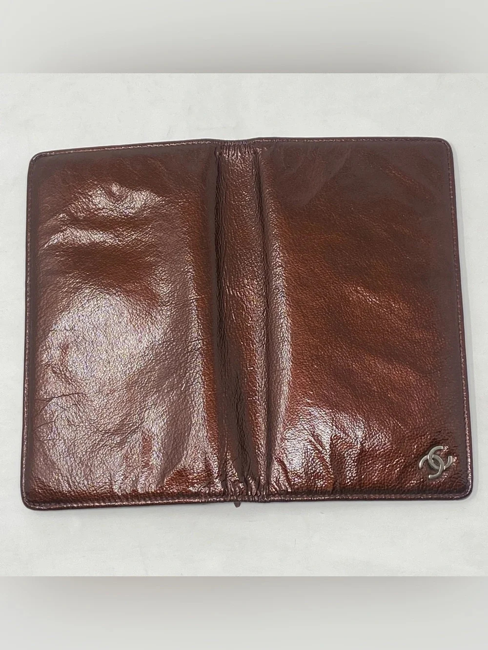 Chanel Wallet Long CC Enamel Bronze Patent Leather